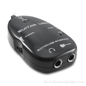 USB Guitar Link Cable with Bass Audio Recording Editing and Ultra-low Latency Driver, Used for PC